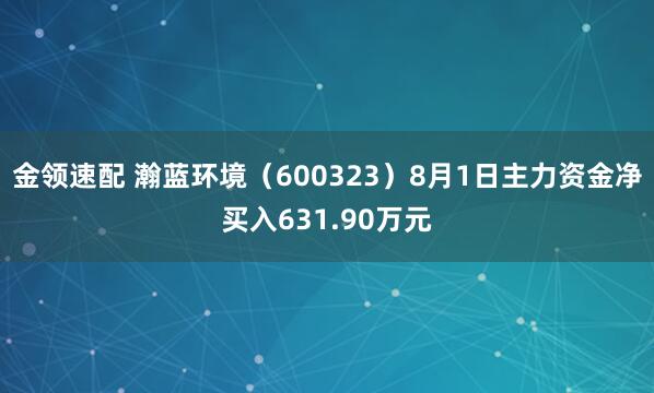 金领速配 瀚蓝环境（600323）8月1日主力资金净买入631.90万元